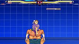 Chun-Li battles Long in anime style.