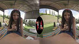 Sexy Cute Teen SHOWS OFF Sexy Areolas In 5K VR Outdoors