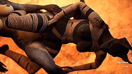 Furry Jackal Scissoring Furry Dragon