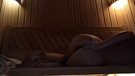 Teen Squirts Orgasm in Sauna with Pink Dildo Fucking