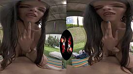 Sexy Cute Teen SHOWS OFF Sexy Areolas In 5K VR Outdoors