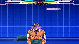 Chun-Li battles Long in anime style.