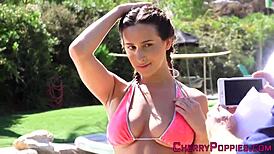 Look at this brunette teen's tits!