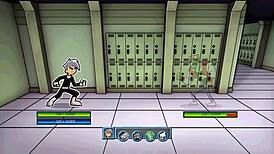 Amity Park character has fun in a shower parody scene.