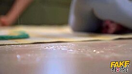 Fake Hostel - Teeny Babe Takes Two Big Cocks in Tight Pussy Threesome!