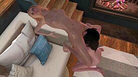 hot blonde gets pussy eaten standing in 3d