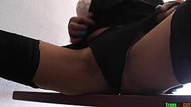 Trans woman inserts pen into her butthole