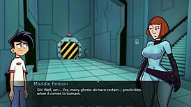 Amity Park character has fun in a shower parody scene.