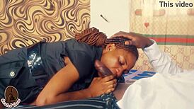 petite ebony girl applies for a job but ends up with a big black cock