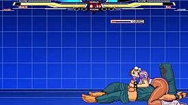 Chun-Li battles Long in anime style.