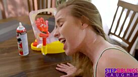 Silly Games Lead Step Sister to Suck and Swallow Hard
