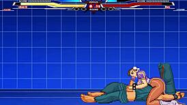 Chun-Li battles Long in anime style.