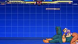 Chun-Li battles Long in anime style.