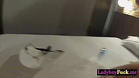 slender asian ladyboy kwan sucking my dick on camera