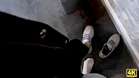 mature tutor without glasses seduces her teen disciple