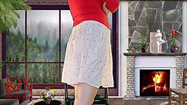 Sexy secrétaire jambes et talons taquine colocataire dans baise publique