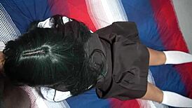 Horny teacher convinces sexy Mexican schoolgirl for doggystyle sex in exchange for better grades.