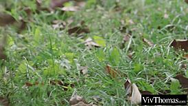 lesbian redhead meets stranger outdoors