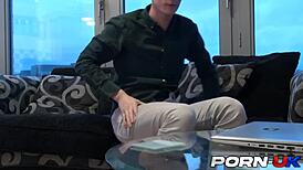 blonde brit amber deen catches him wanking and jumps on.