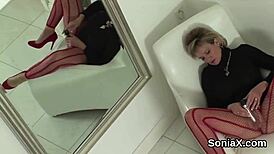 Adulterous English Mature Lady Sonia Shows Off Her Huge Tits