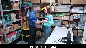 Pervofficer - Hottie Redhead Is A Thief And Gets Punished