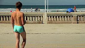 i love watching this twink dance on the beach with speedo bulge