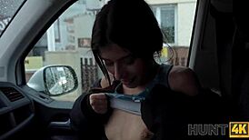 Road trip turns into raw car fuck with Latina