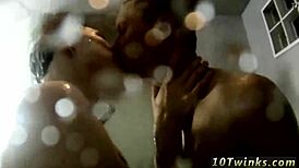 gay boyfriends having first time bareback in bathroom