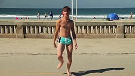 i love watching this twink dance on the beach with speedo bulge