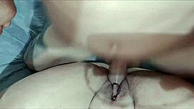 Hot MILF gives ass to boyfriend jerking off?