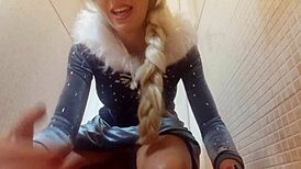 Elsa cosplay blonde pornstar bent over ass masturbation pussy fetish costumes