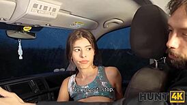 Road trip turns into raw car fuck with Latina