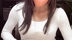 Stunning Asian ladyboy masturbates live on camera in private session.