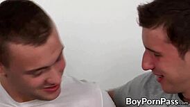 four hot twinks havin’ a wild dick suckin’ orgy... damn!