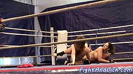 Naked Lesbian Babes Wrestle Without Stopping