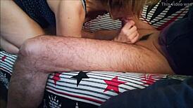 my wife sucks my cock before i fuck her big ass, then takes cumshot in mouth