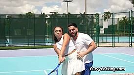 Damn, Curly Ebony Spinner Rides Big Cock After Tennis Match!