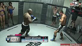 brunette slut with big tits bangs boxer in ring