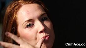 Flirty Peach Swallows Every Drop of Cumshot on Her Face in POV Action