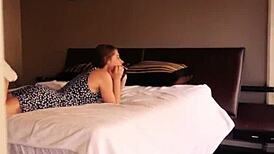 pov glimpse of a young babysitter bent over and sprayed with cum