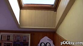 Blonde with big tits in red stockings gets bent over for hardcore doggystyle amateur pounding.