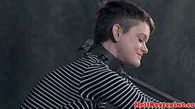 hogtied submissive gagged and dominated with choking and toys