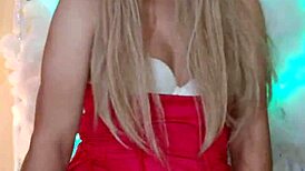 Hot transsexual in red ignites deep desires