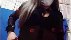 Sexy Stepdaughter Shakes Tight Vagina in Lingerie for Stepfather