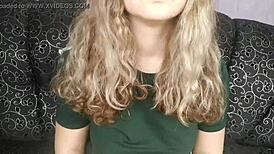 Close-up of oiled feet in homemade video