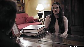 chubby brunette gia paige shocks with dirty priest fuck after wild oral