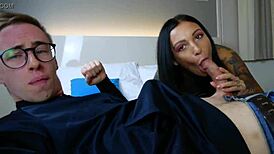 Max Felicitas stars in bizarre comic twin cumshot video