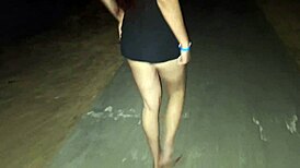 married woman shows off in public street