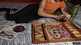 Petite european nerd rides in doggystyle creampie