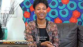 Real black housewife gives outdoor blowjob after fake interview